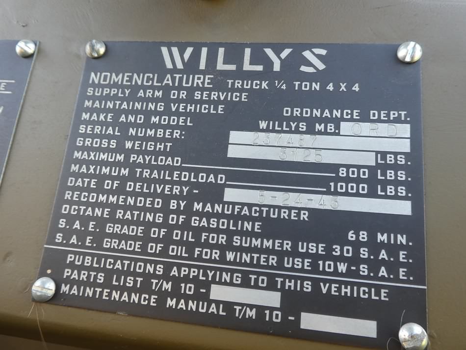 willys serial number